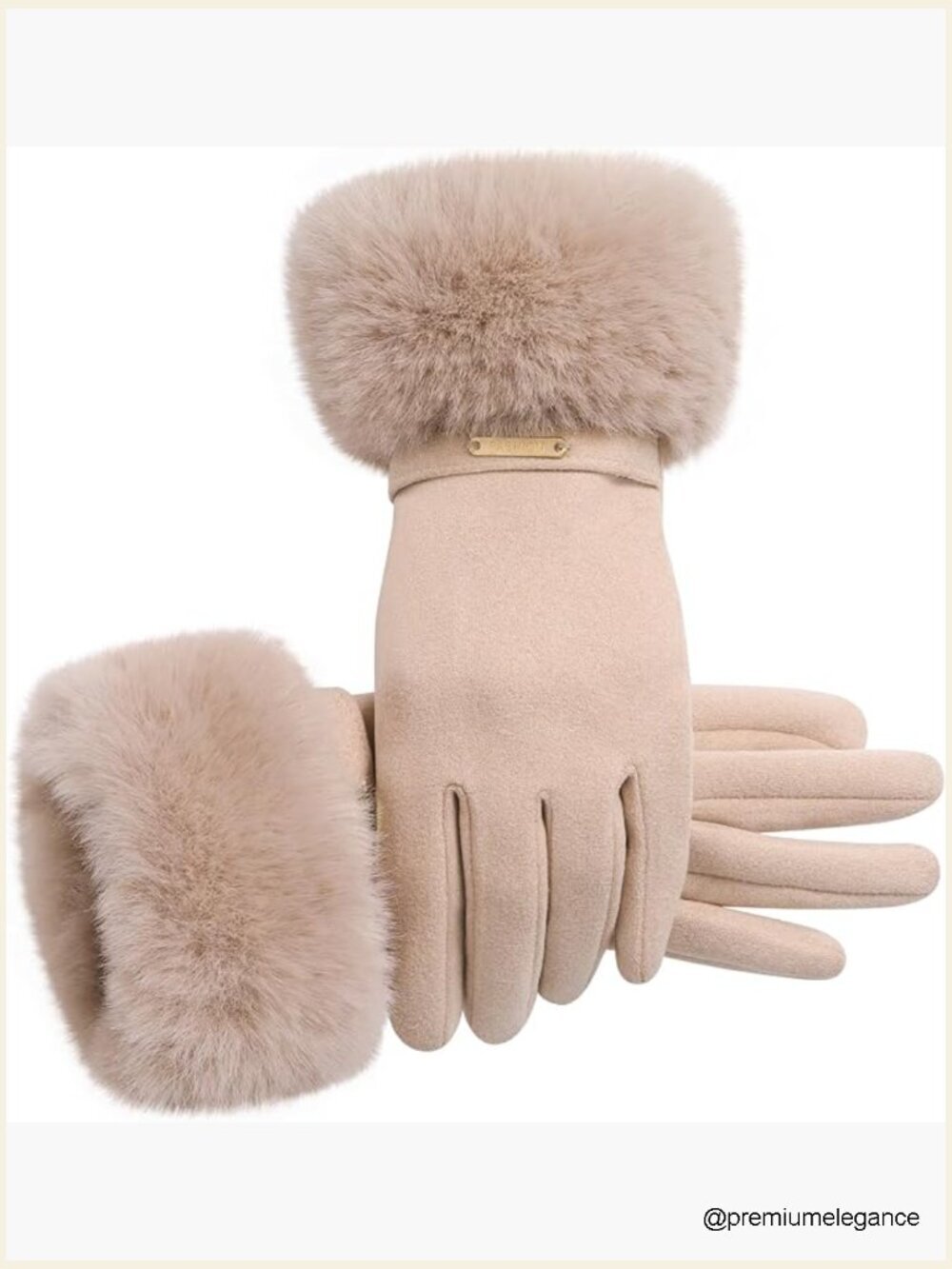 Touch Screen Winter Gloves with Faux Fur Cuff Thermal Stretchy